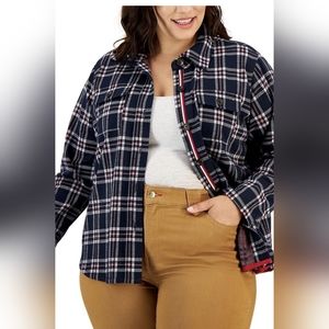 Tommy Hilfiger Plus Size Shacket Plaid long sleeve Size  3X.